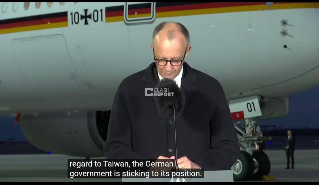 德国总理默茨今天（北京时间2月25日）在出发前往中国前，在机场谈到台湾问题：“德