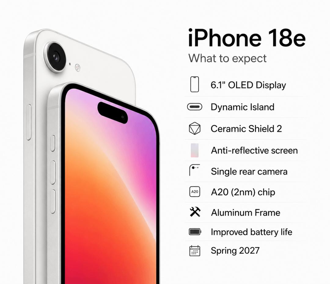 苹果iPhone 18e曝光，最大变化是正面从刘海屏换成灵动岛，但爆料称仍可能是