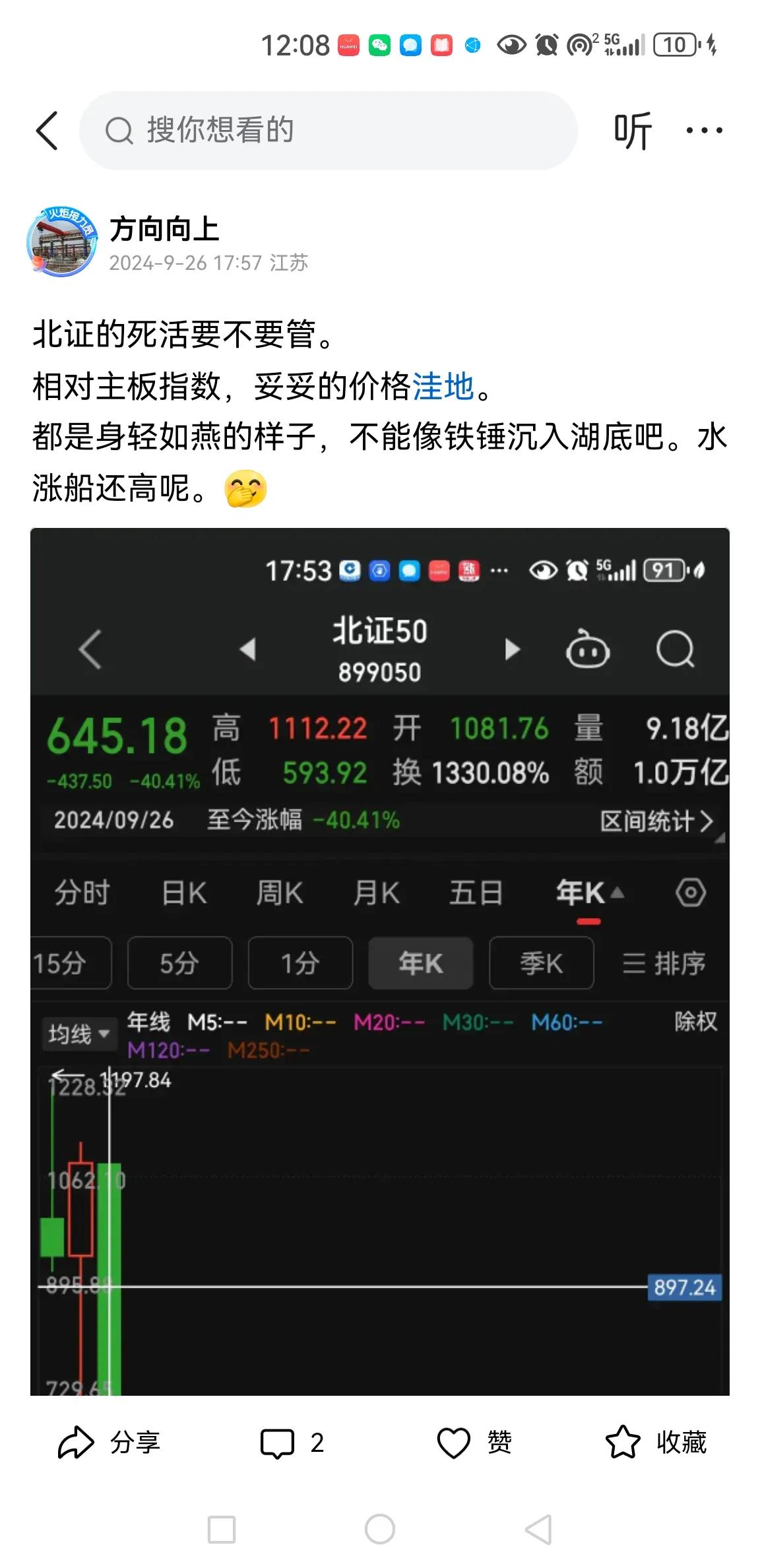 彻底疯了，忘掉理性吧！
上证指数居然被打爆了，真是千古奇闻啊。
昨天强烈看好北证