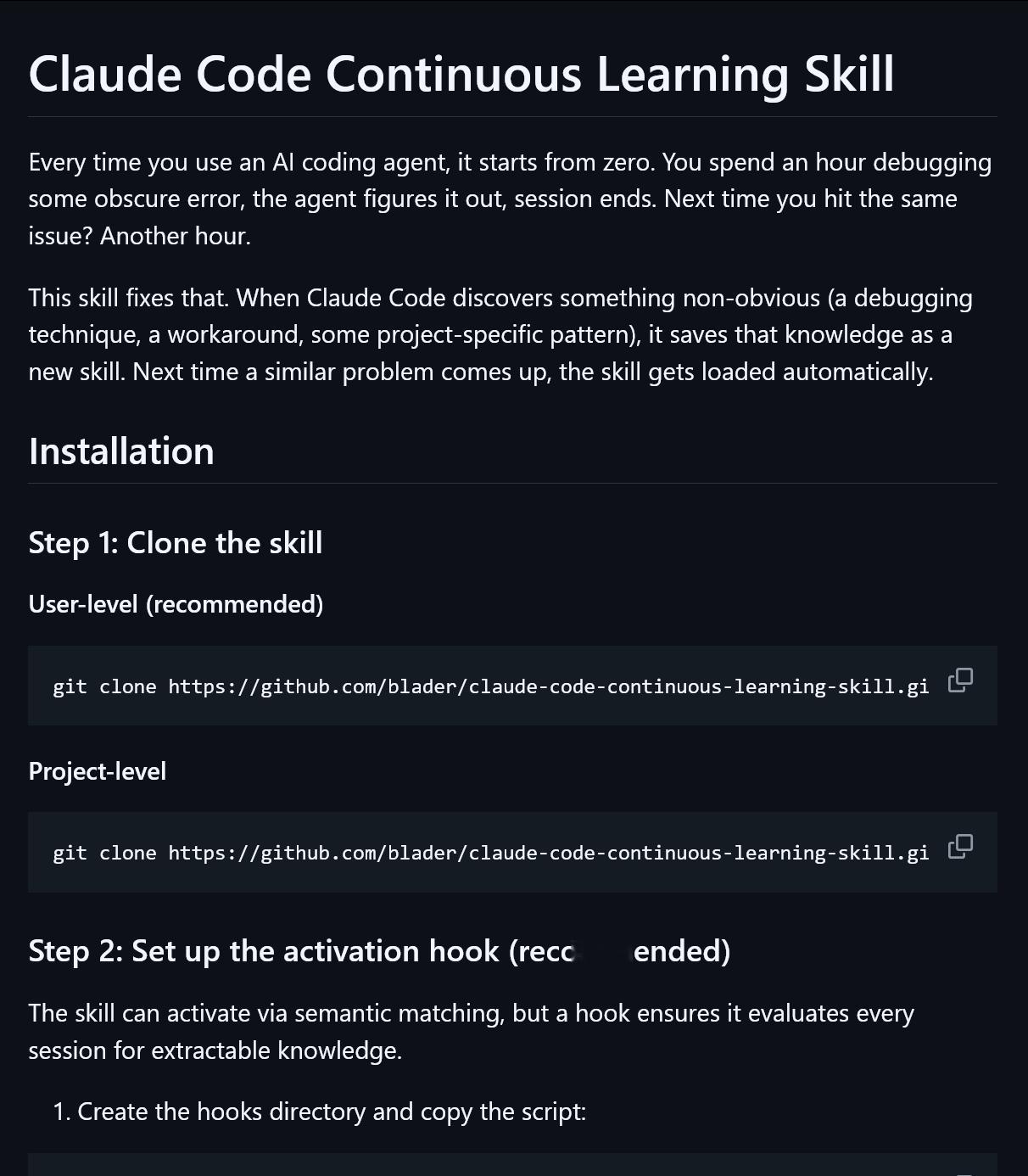 skill套娃项目：Claude Code Continuous Learnin