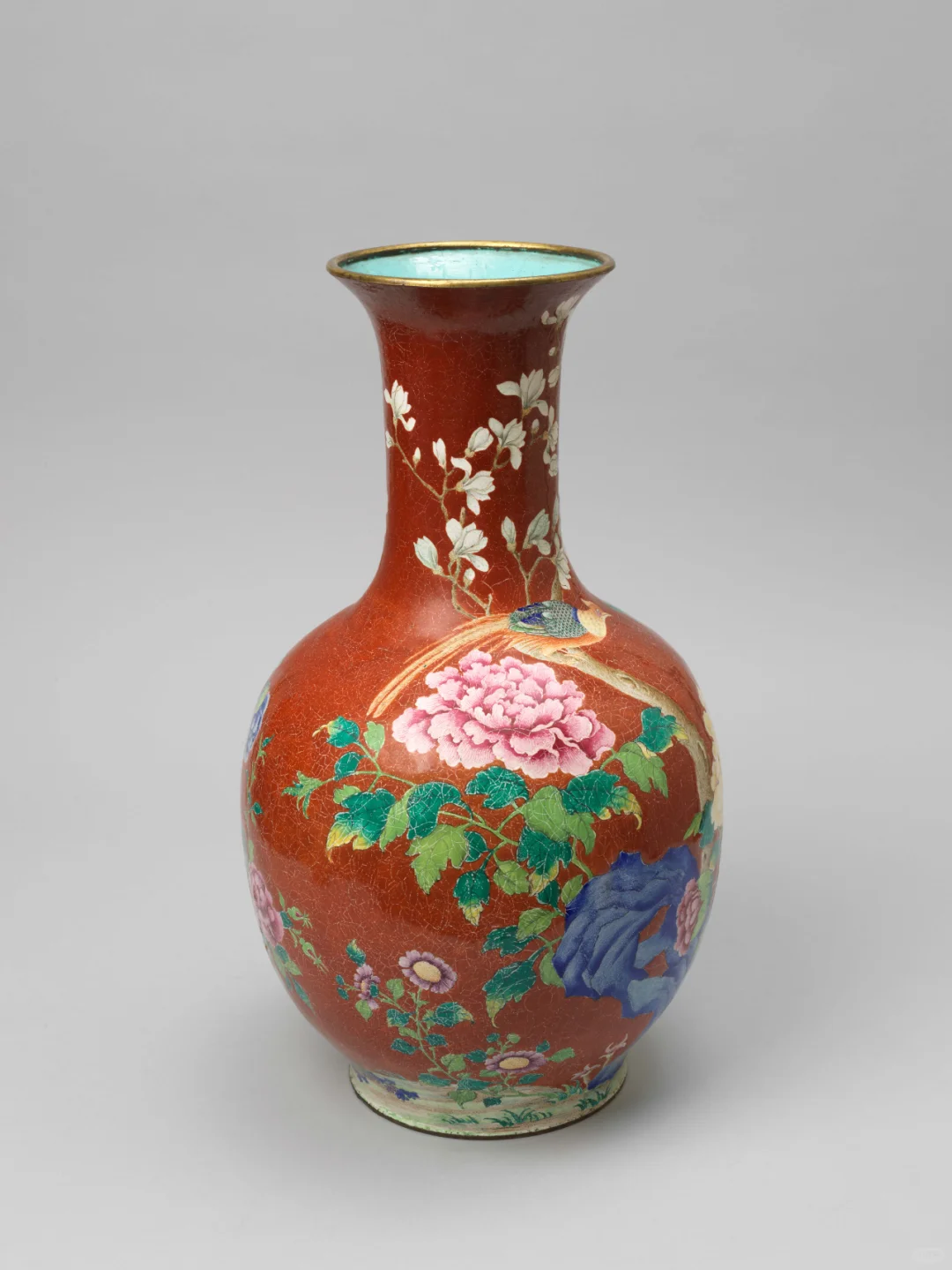 画珐琅花鸟图瓶