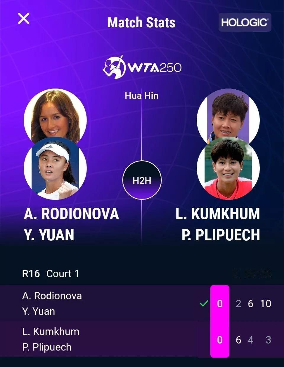 快讯！WTA250华欣站！中国金花袁悦女双2-1逆转翻盘，首战告捷晋级8强。女单