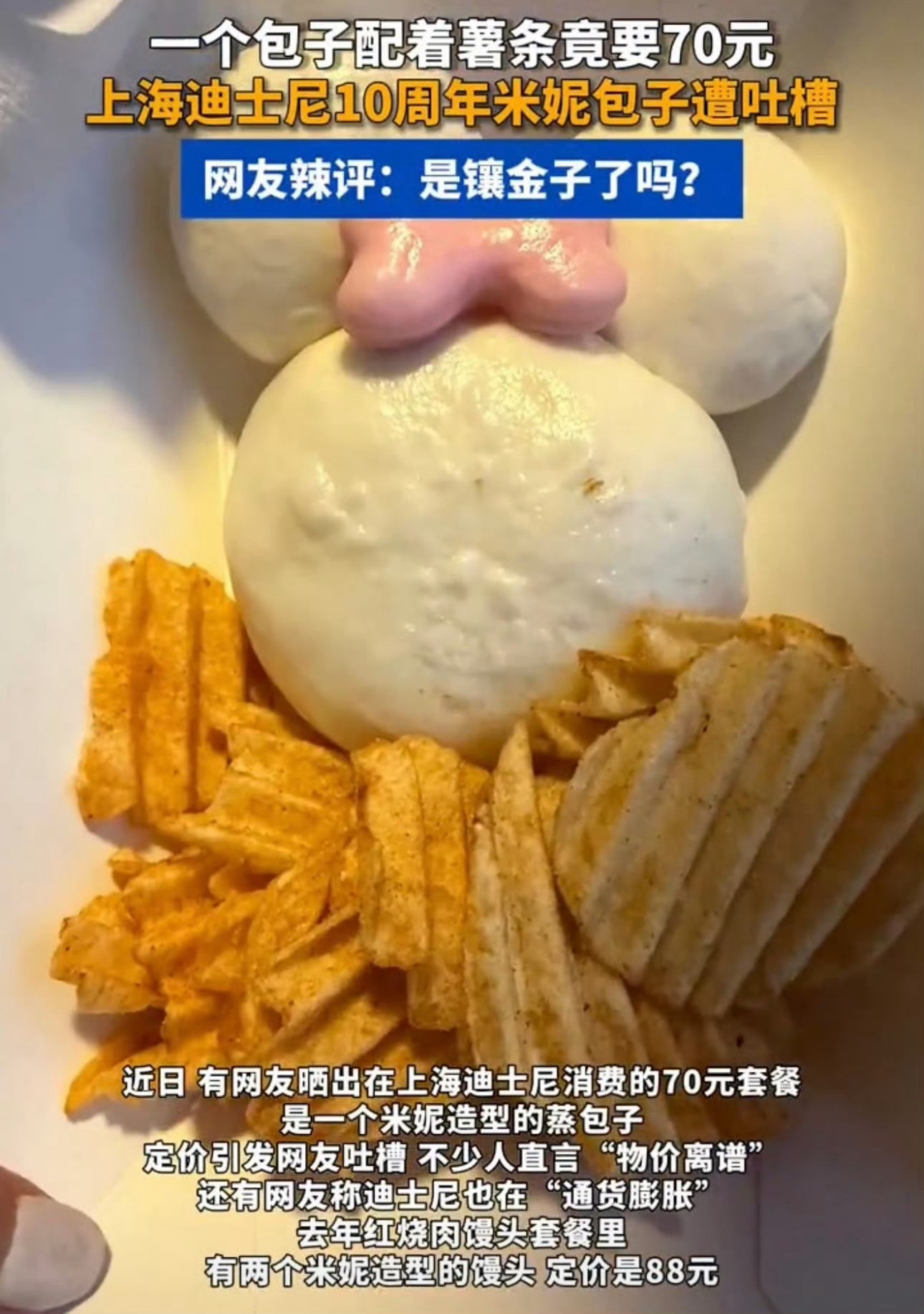 上海迪士尼70元1个包子网友怒了溢价肯定是严重溢价的，但这地方什么东西是不贵的？