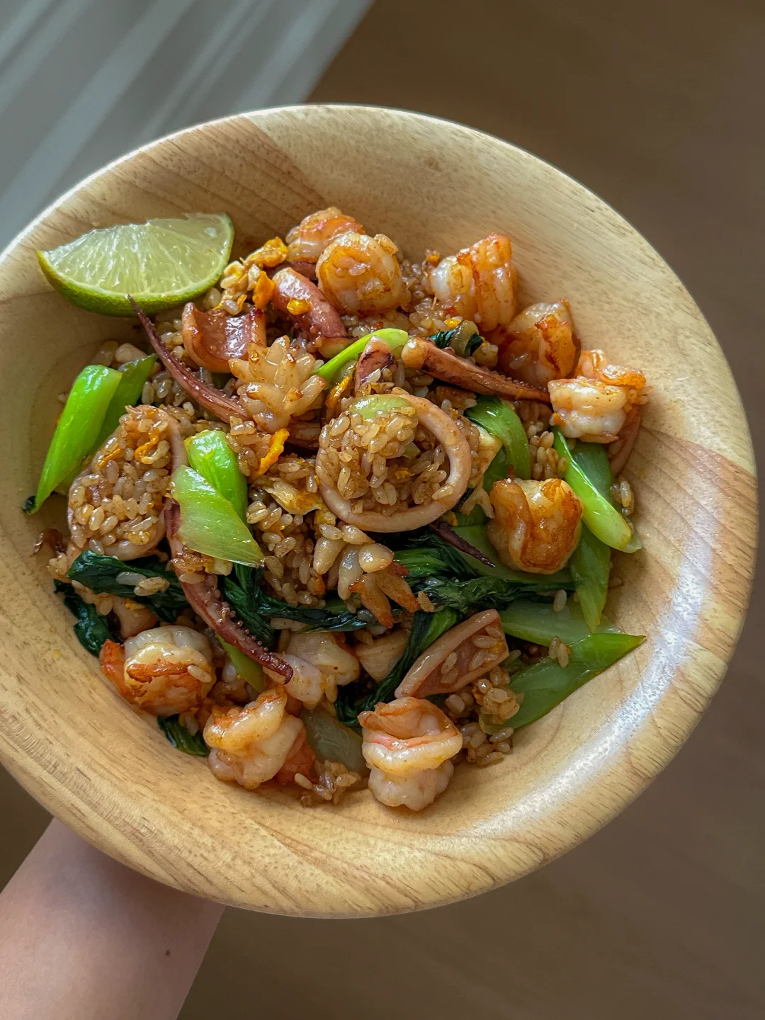 今天吃超好吃的海鲜炒饭！