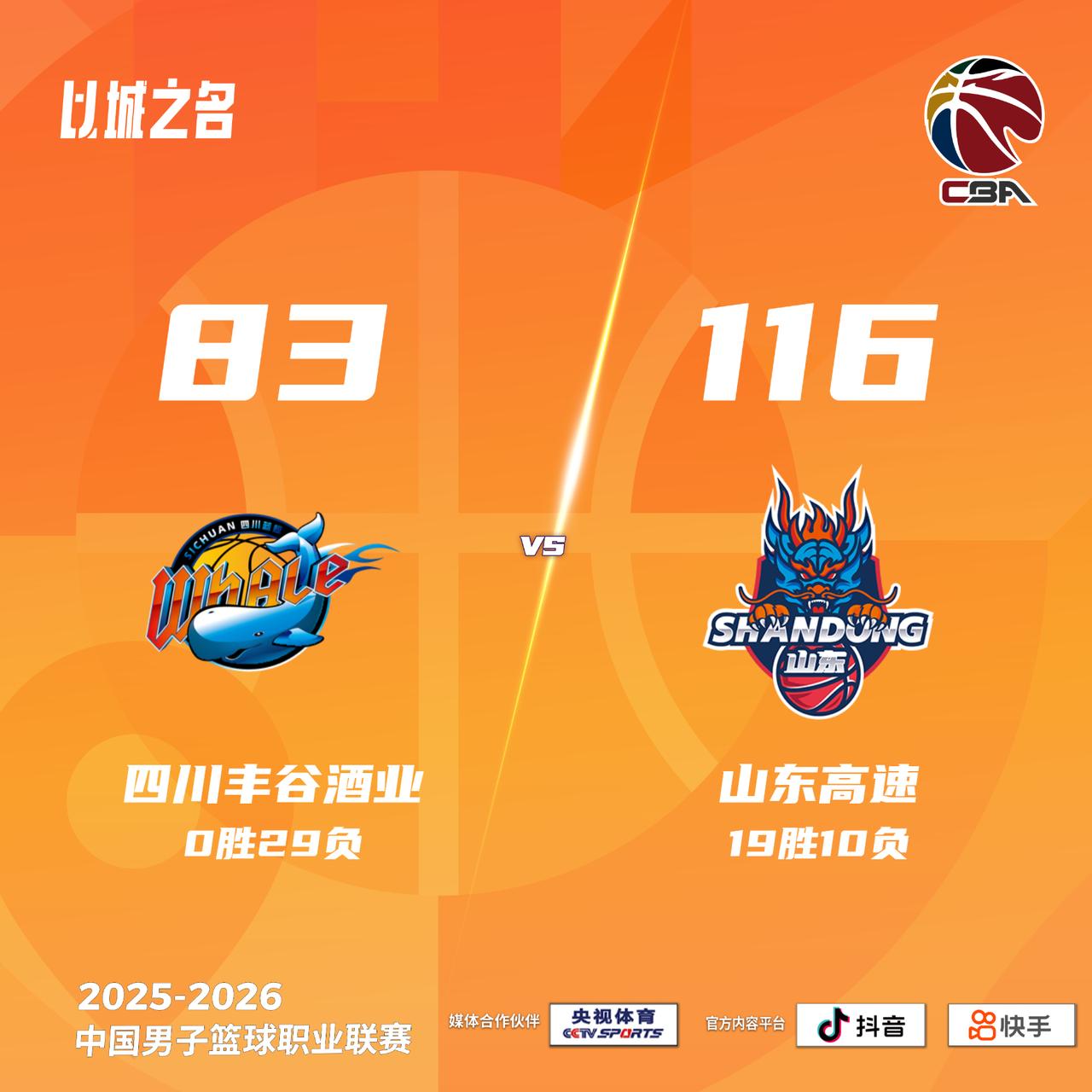 四川丰谷酒业 83-116 山东高速四川男篮vs山东男篮
四川丰谷酒业：卡迪姆·