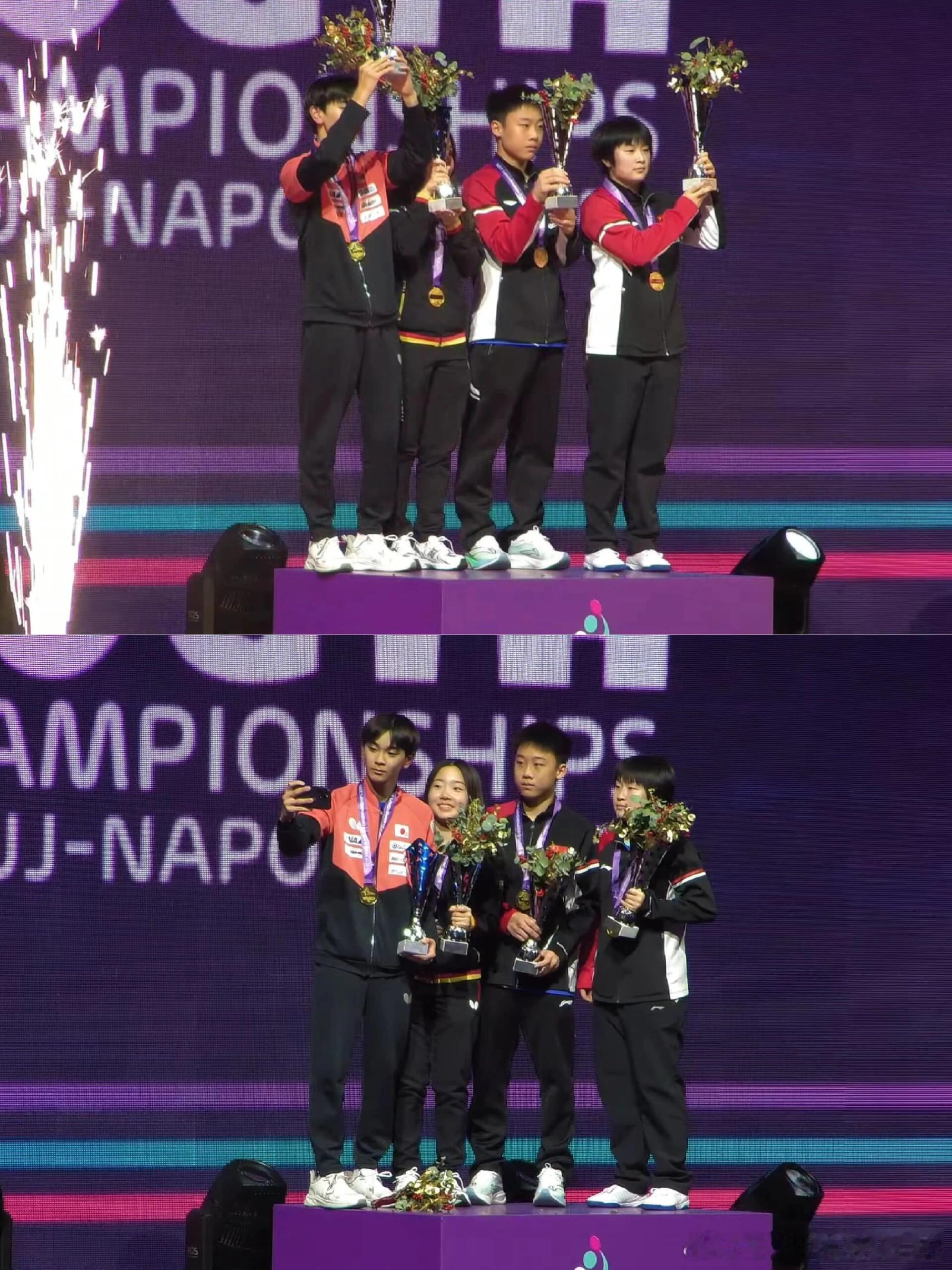 2025世青单打冠军们🏆乒出精彩 U19男单：川上流星U15女单：坂垣心春U1