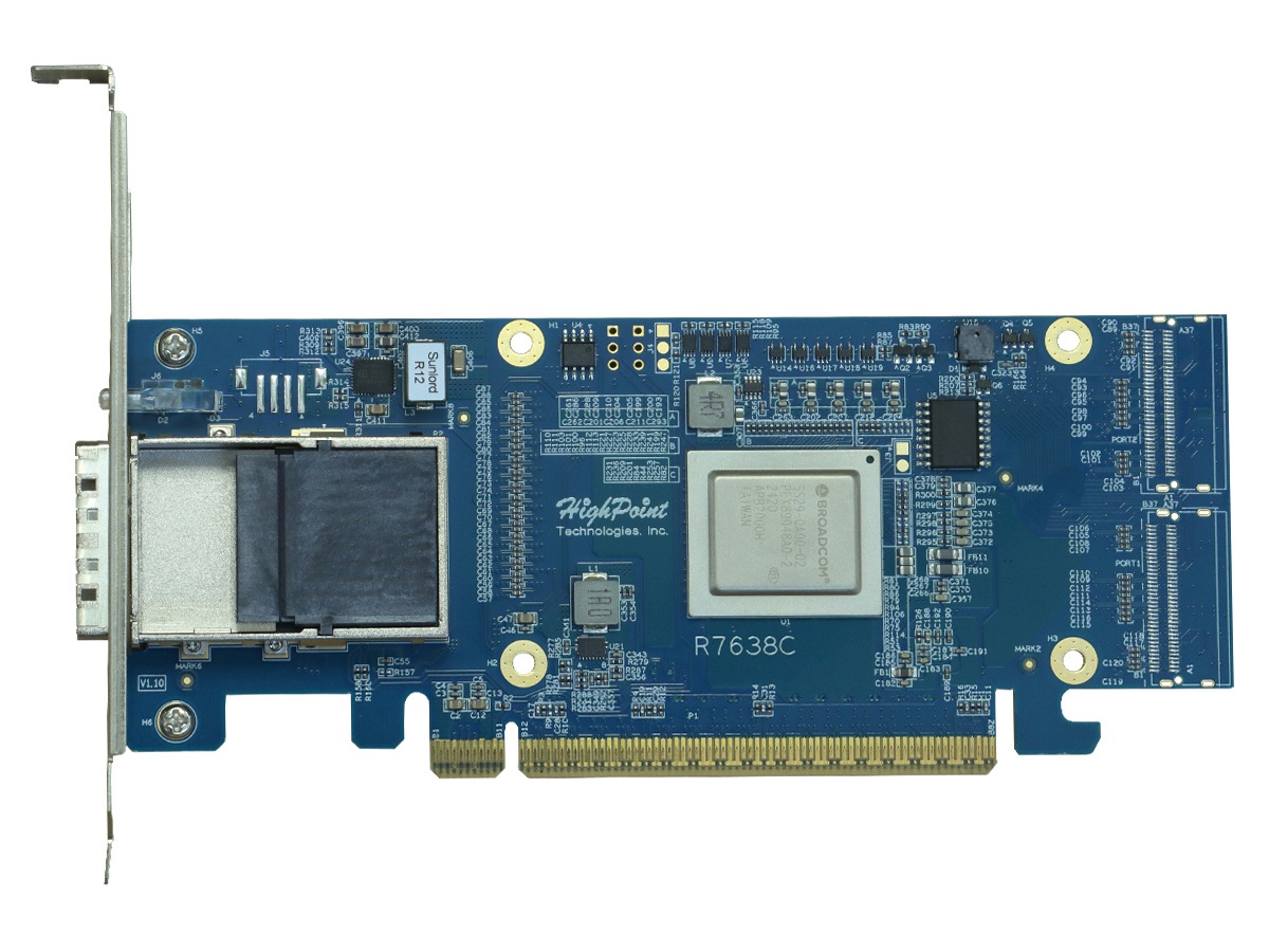 HighPoint 推首款独立 PCIe 5.0×16 CopprLink 外接适配器 7634D