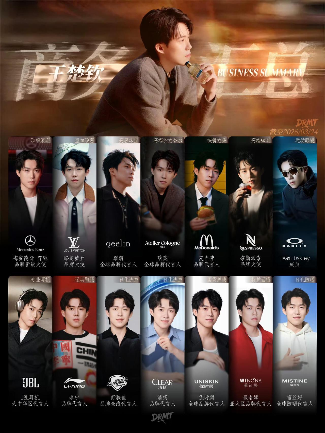 王哥的实力，全是品牌大手笔，太帅气的人，形象和品味一等一！
轻奢风的楚钦，什么品