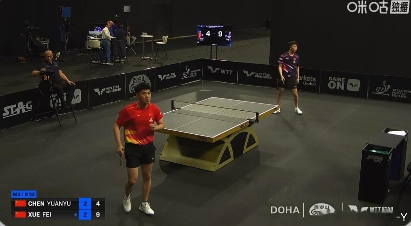 2026wtt多哈球星赛男子单打32-16陈垣宇2-3薛飞（9-11 11-7 