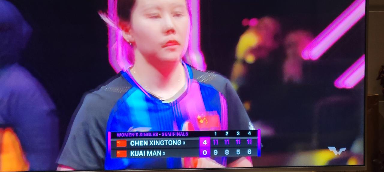 陈幸同携战胜张本美和之余威，4:0横扫队友蒯曼，挺进决赛，将和朱雨玲争夺多哈冠军