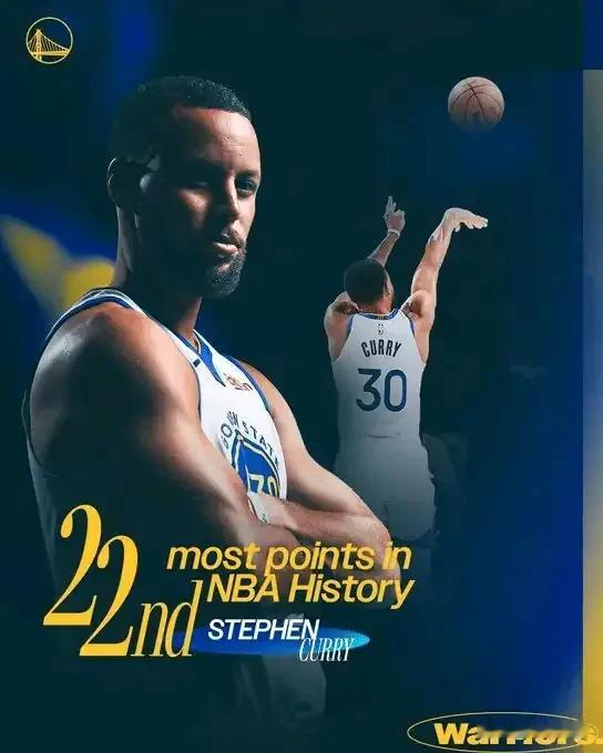 里程碑！勇士官方晒海报恭喜库里，生涯总得分来到25729分超越文斯-卡特上升至历