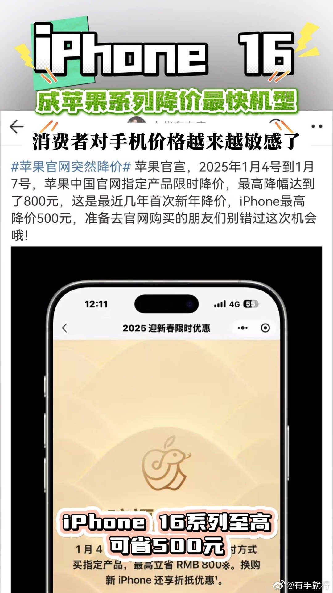 iPhone16成苹果系列降价最快机型  我没看错吧？果子你居然降价这么多？还能