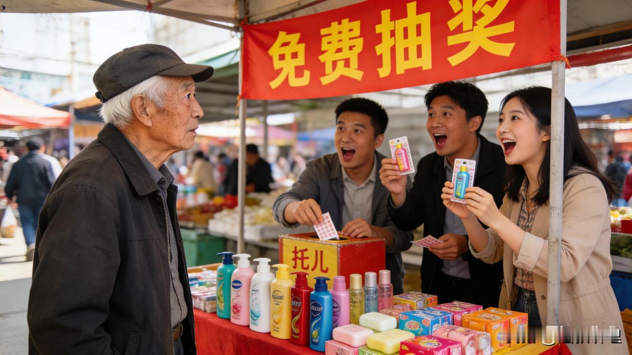 “免费抽！中了直接拿，不花一分钱！”🙋‍♂️
早市菜场里一喊，多少老人忍不住凑