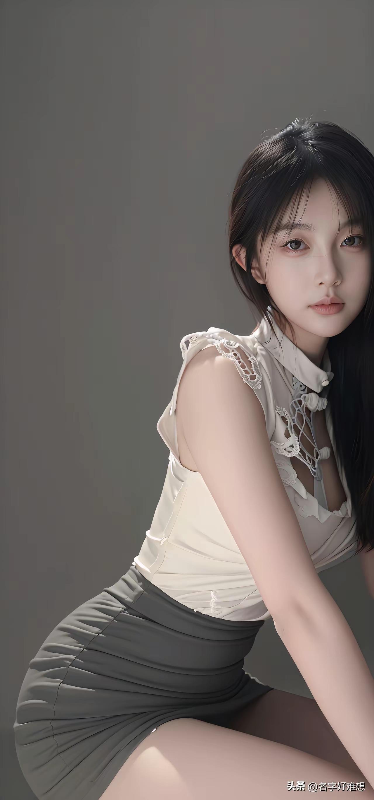 这女生穿着裙子，看起来好温柔。