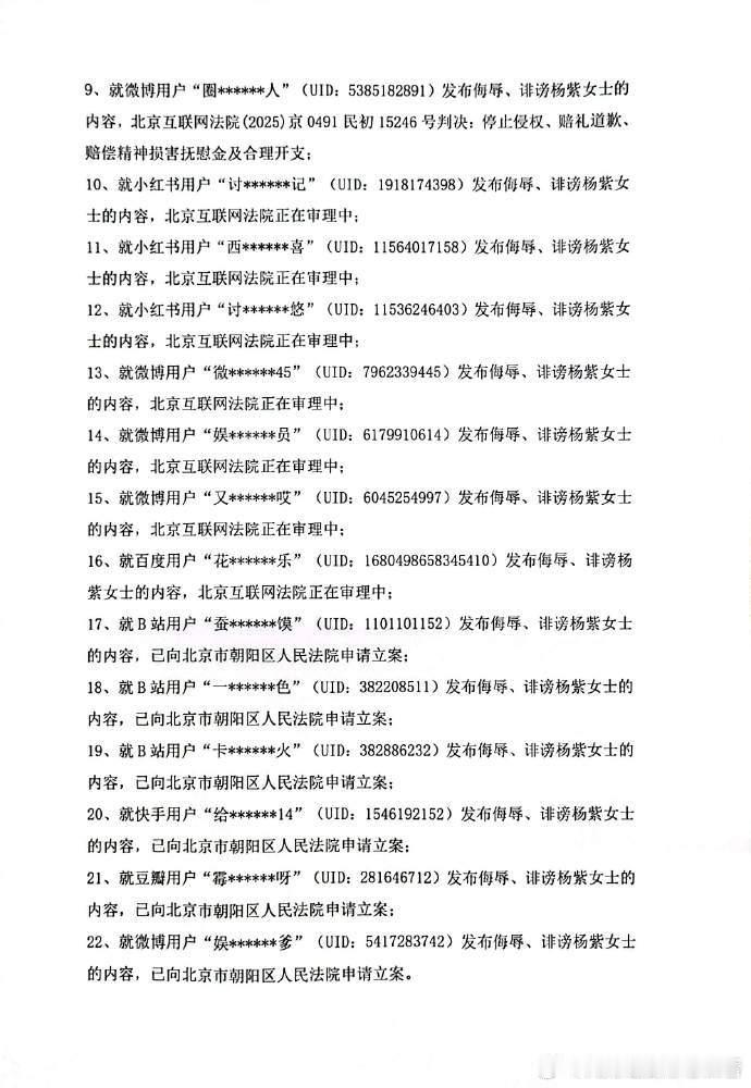 杨紫工作室全平台告黑进展杨紫工作室发布全平台告黑进展，针对侵权行为不仅长期维权，