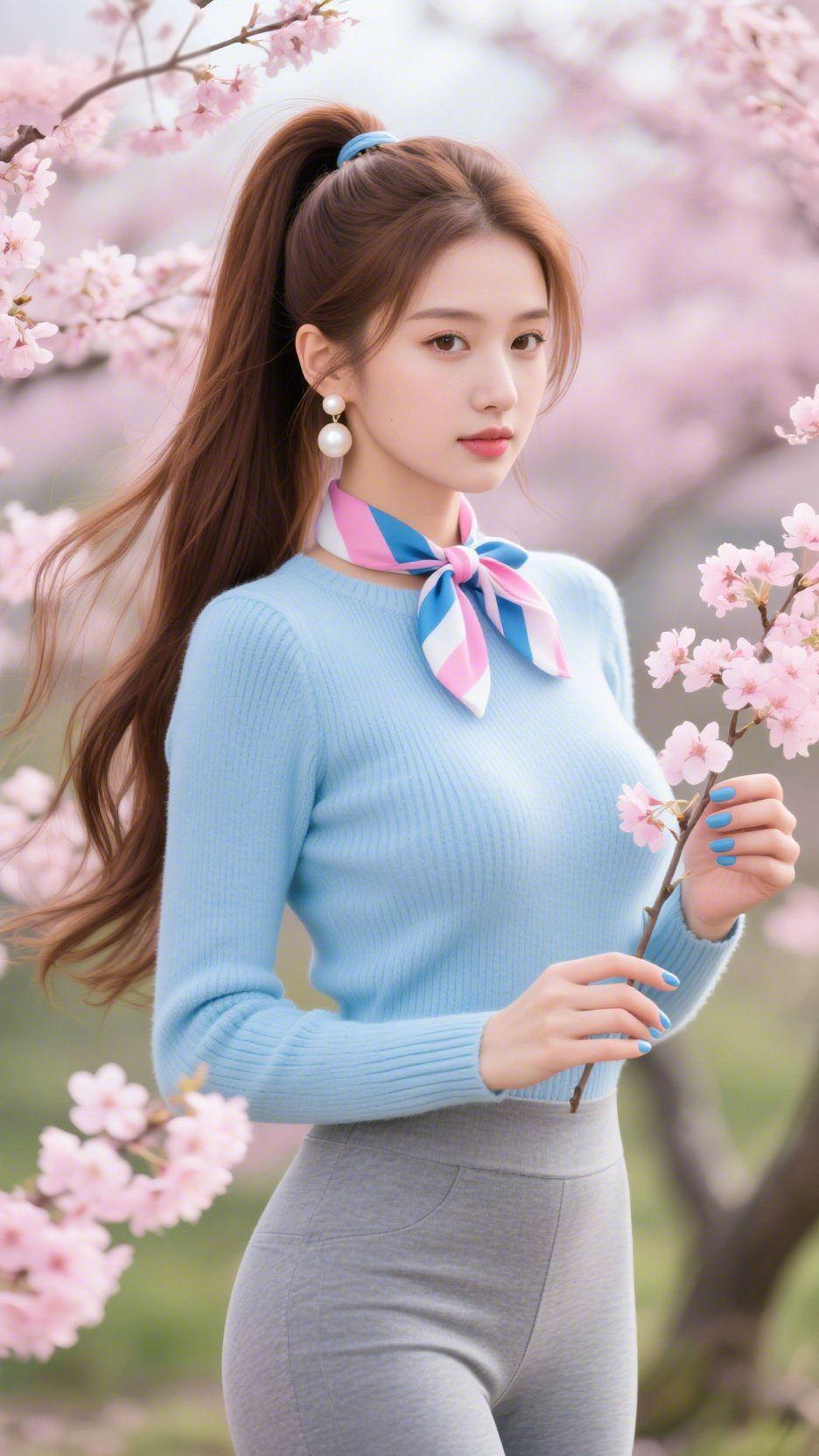 春日樱林即景
 
繁樱满树绽芳辰，叠蕊轻舒映晓晨。
细枝缀粉铺晴色，密朵匀开沐暖