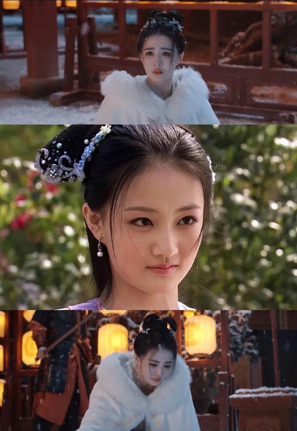 虽然徐璐在新剧里被夸国色，
说是她一身白衣造型美得漫天风雪做陪衬，
没人觉得眉毛