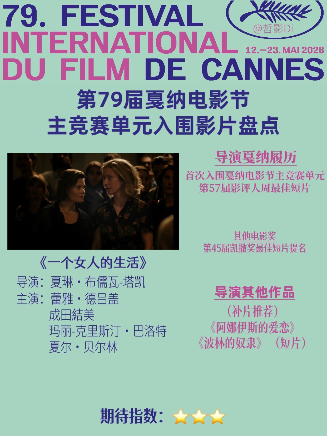 🌿第79届戛纳电影节主竞赛单元入围影片盘点（二十一）🎬影片：《一个女人的生活
