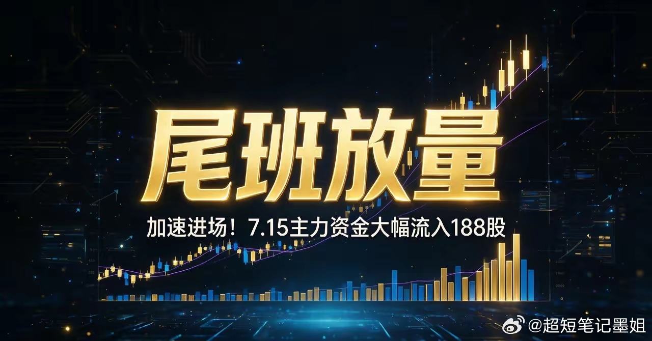 尾盘放量抢筹！7.15主力巨资流入188只个股今天A股全天震荡拉锯，多空分歧反复