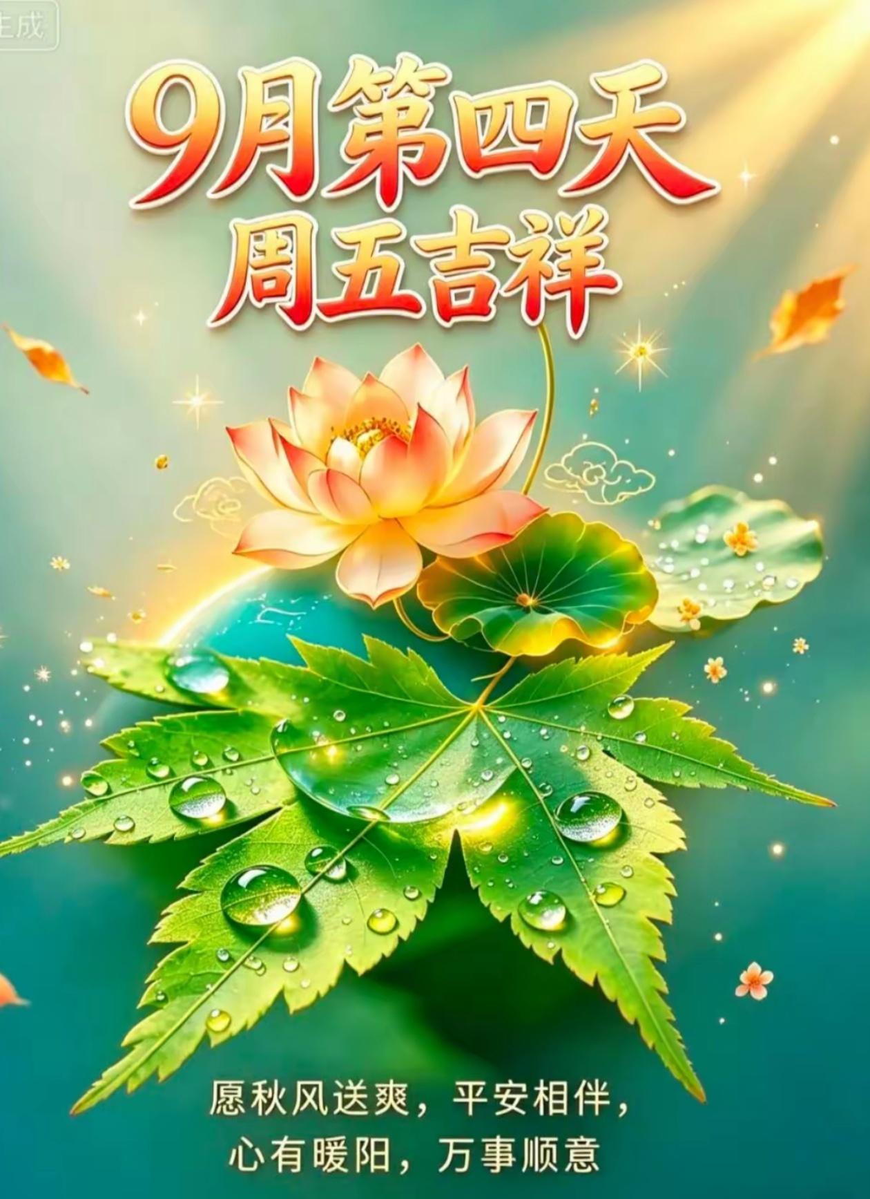 [福]2026./9月4日，晨染秋光，云淡风柔，秋来叶入画[福]

☘️🍁秋光