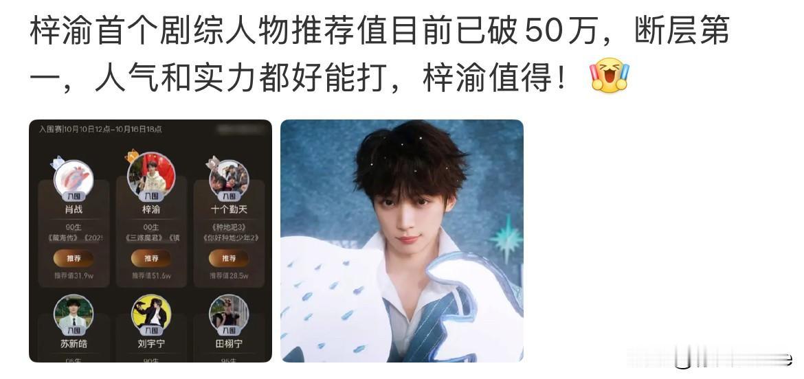10月10日，梓渝断层第一，肖战第二，看完呵呵一笑，别在这闹笑话了，好么？
踩肖