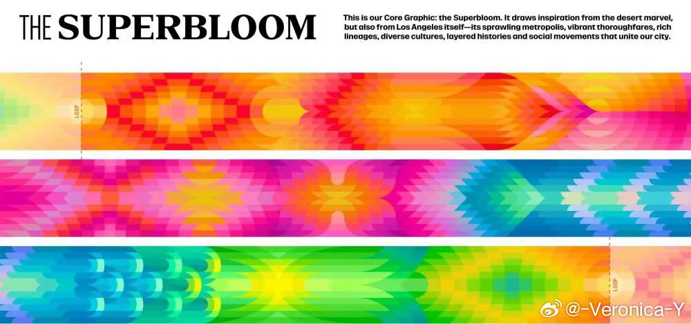 2028洛杉矶奥运会·色彩系统/核心图形主色调取自洛杉矶“市花”鹤望兰。 