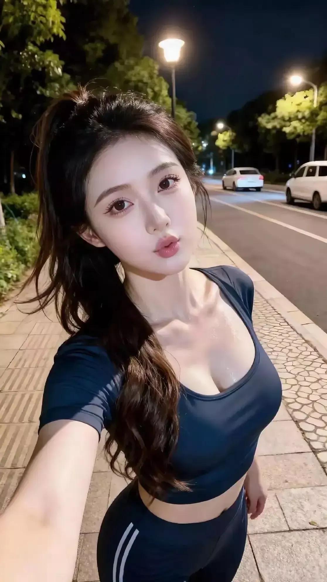 夜晚的街拍，运动风满满，美到发光！​街拍 城市街拍自拍 街拍 街拍风光 街拍夜景