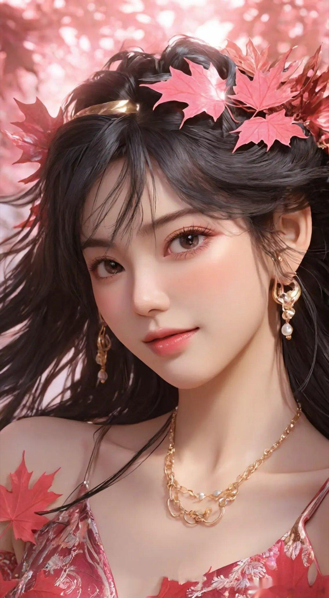 仙女有时候也会隐藏在枫叶中，自己找#有时候有时候##枫叶##小仙女# ​​​