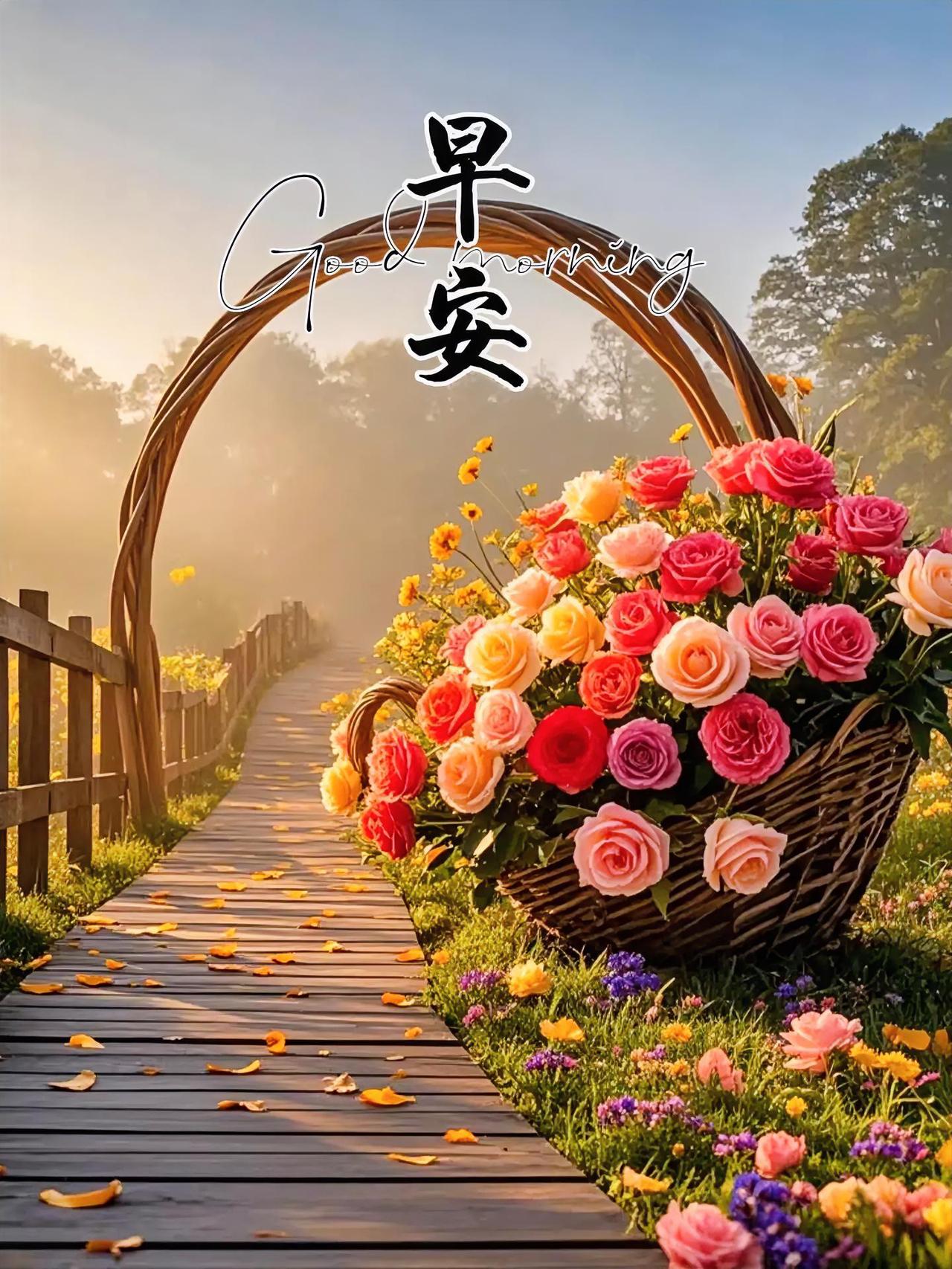 早安周末！把满满一篮子的鲜花和阳光装进心里，开启元气满满的治愈一天吧。
清晨花卉