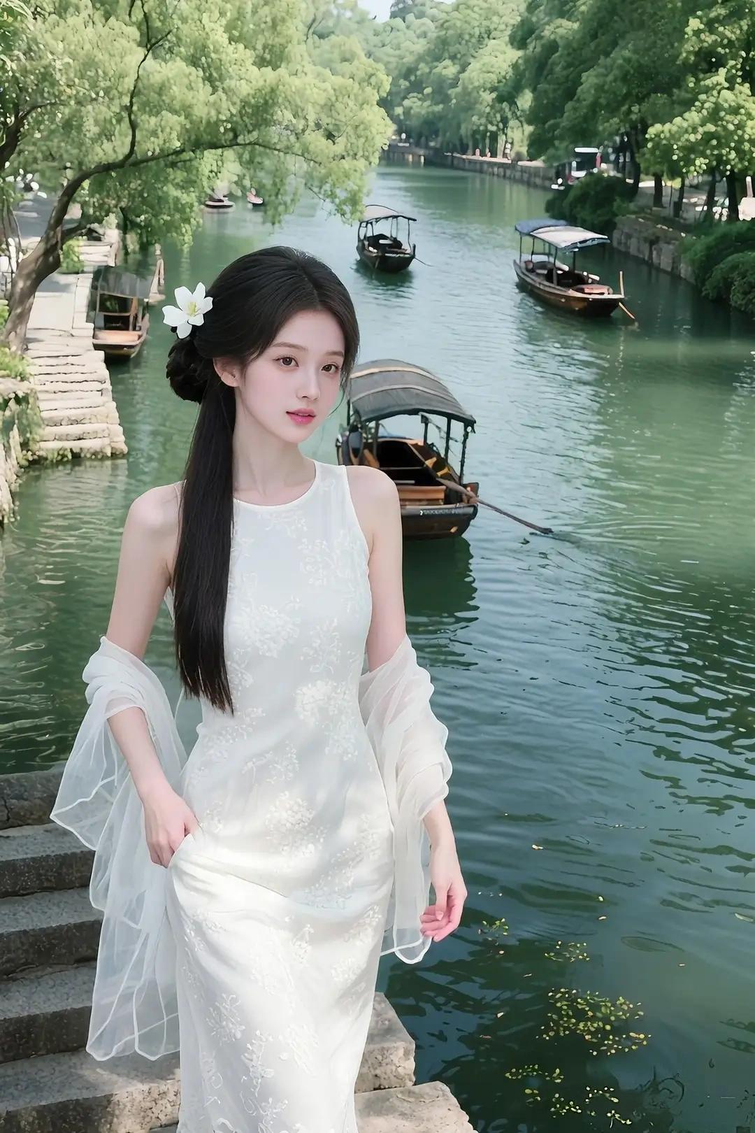 江南烟雨里的白衣佳人，一颦一笑尽是诗意🌿
给你准备了几种风格的配文，直接用就好