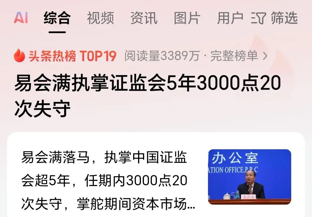以后，3000点再见？易会满执掌证监会5年3000点20次失守 ​​​