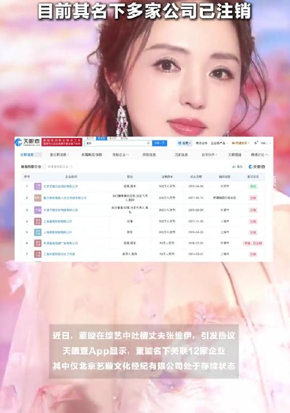 董璇名下公司被执行千万，多家公司已注销，与张维伊无商业关联引关注
近日，董璇可谓