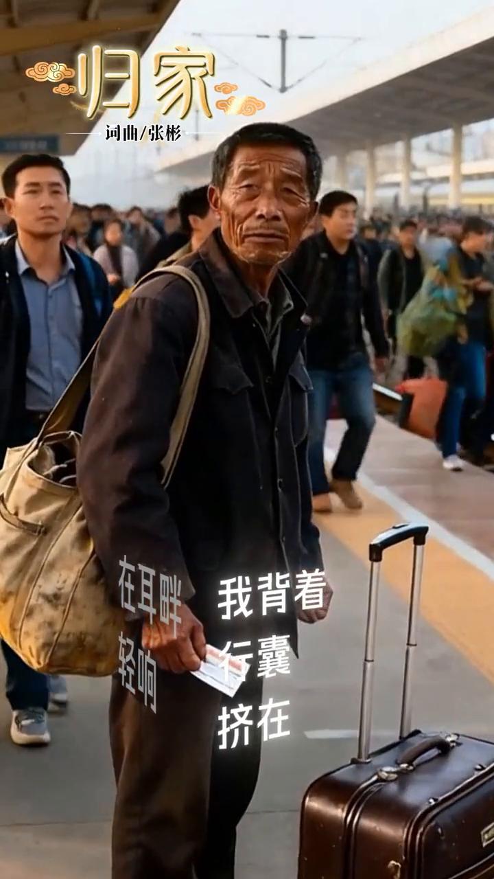 归家。
词曲/张彬。
春节临近的钟声在耳畔轻响，我背着行囊挤在人潮中央。电话里也