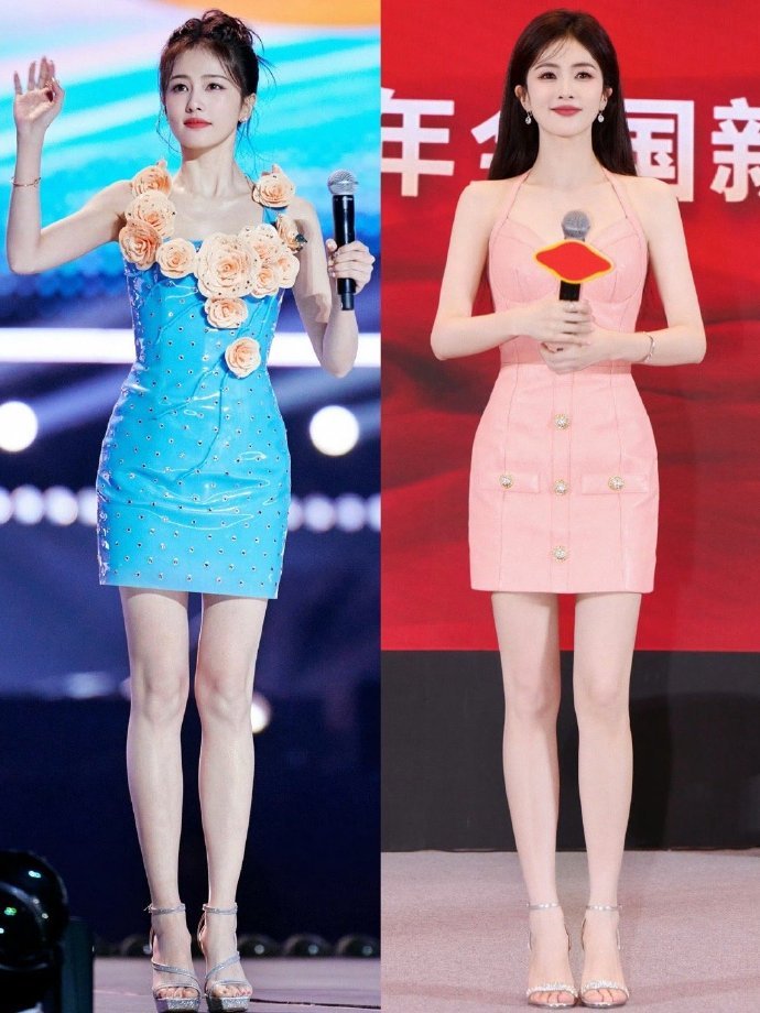 白鹿的图一图二对比，说明防水台真的不拉腿长 ​​​