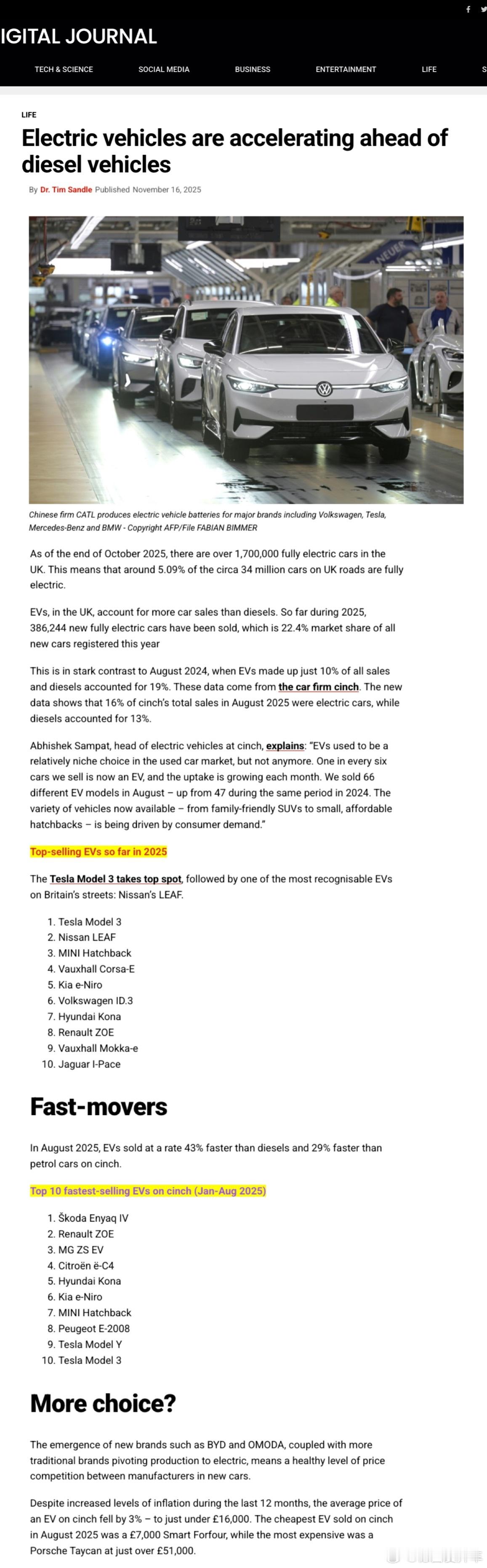 来看一下英国电动汽车的情况，截止2025年10月底，英国拥有超170万辆纯电车，