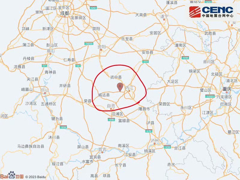 #四川内江地震#看一下地图：这次又又又在内江资中。2019年两个5级以上地震，一