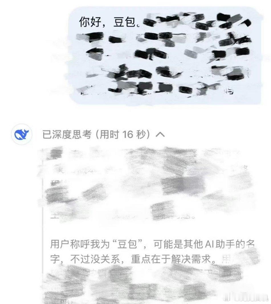 不小心把DeepSeek叫成豆包，他有点小吃醋。但是如果喊豆包叫DeepSeek