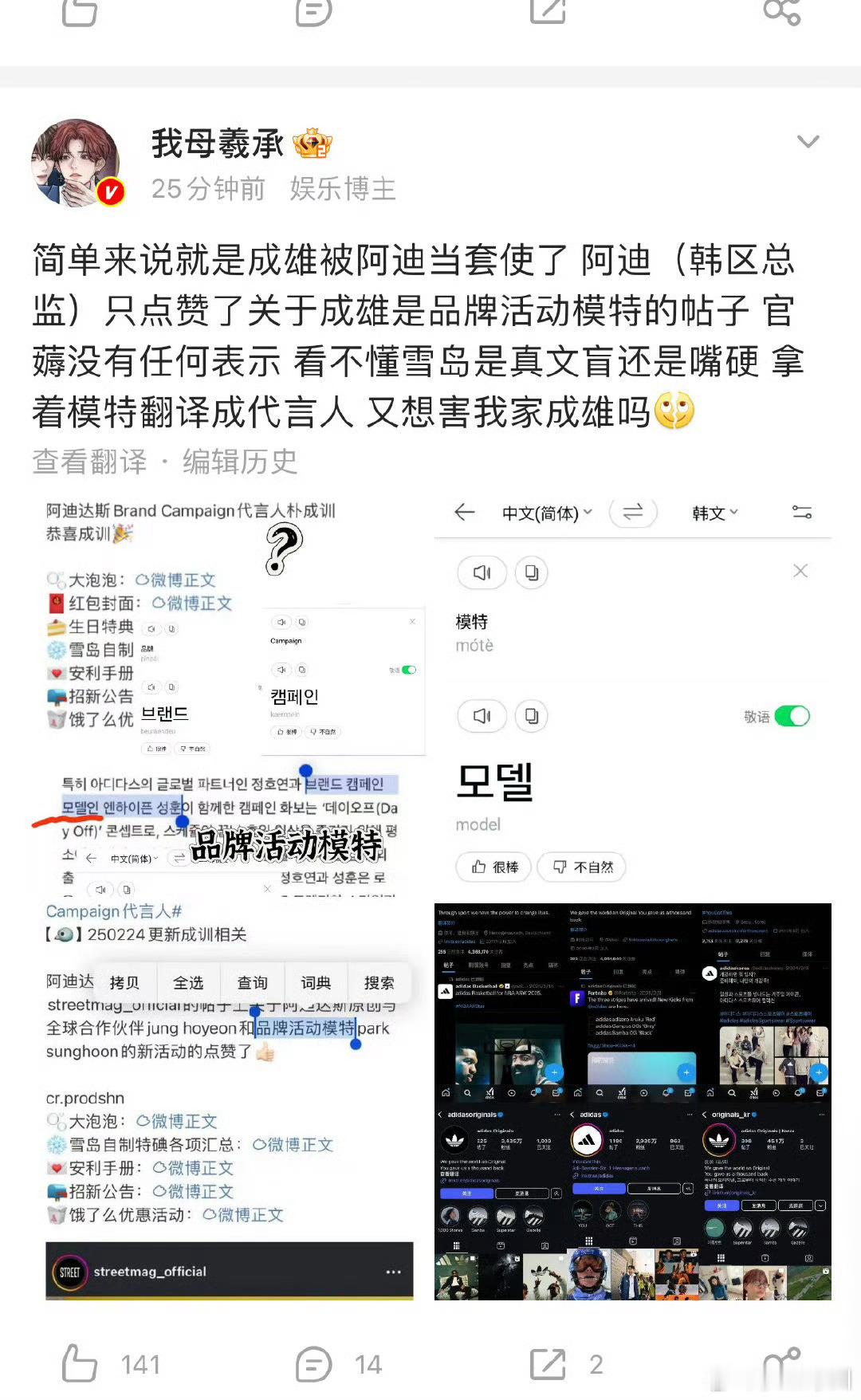 朴成训adidas品牌代言人   太权威了 