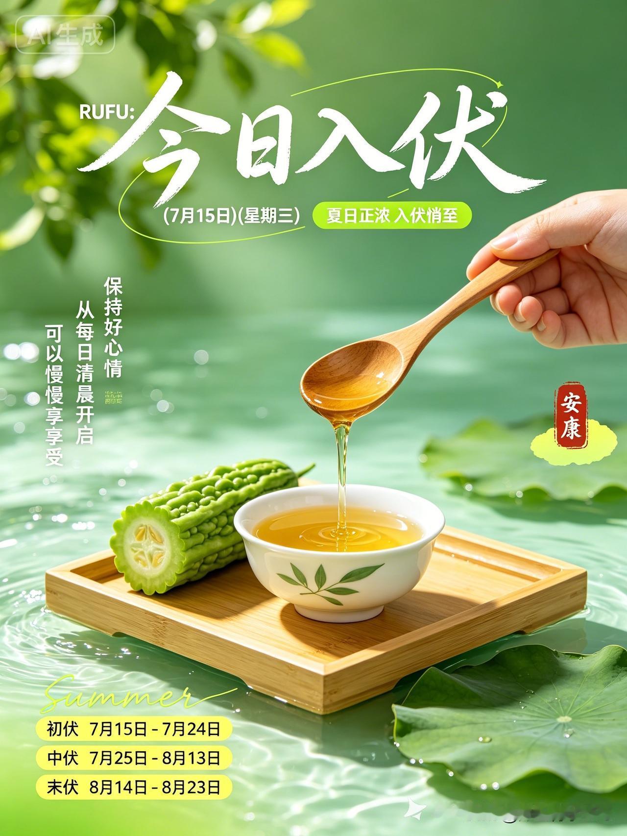 今天正式进伏，酷暑来临了，
大家切记少吃寒凉生冷的食物，保护好脾胃，
开空调切勿