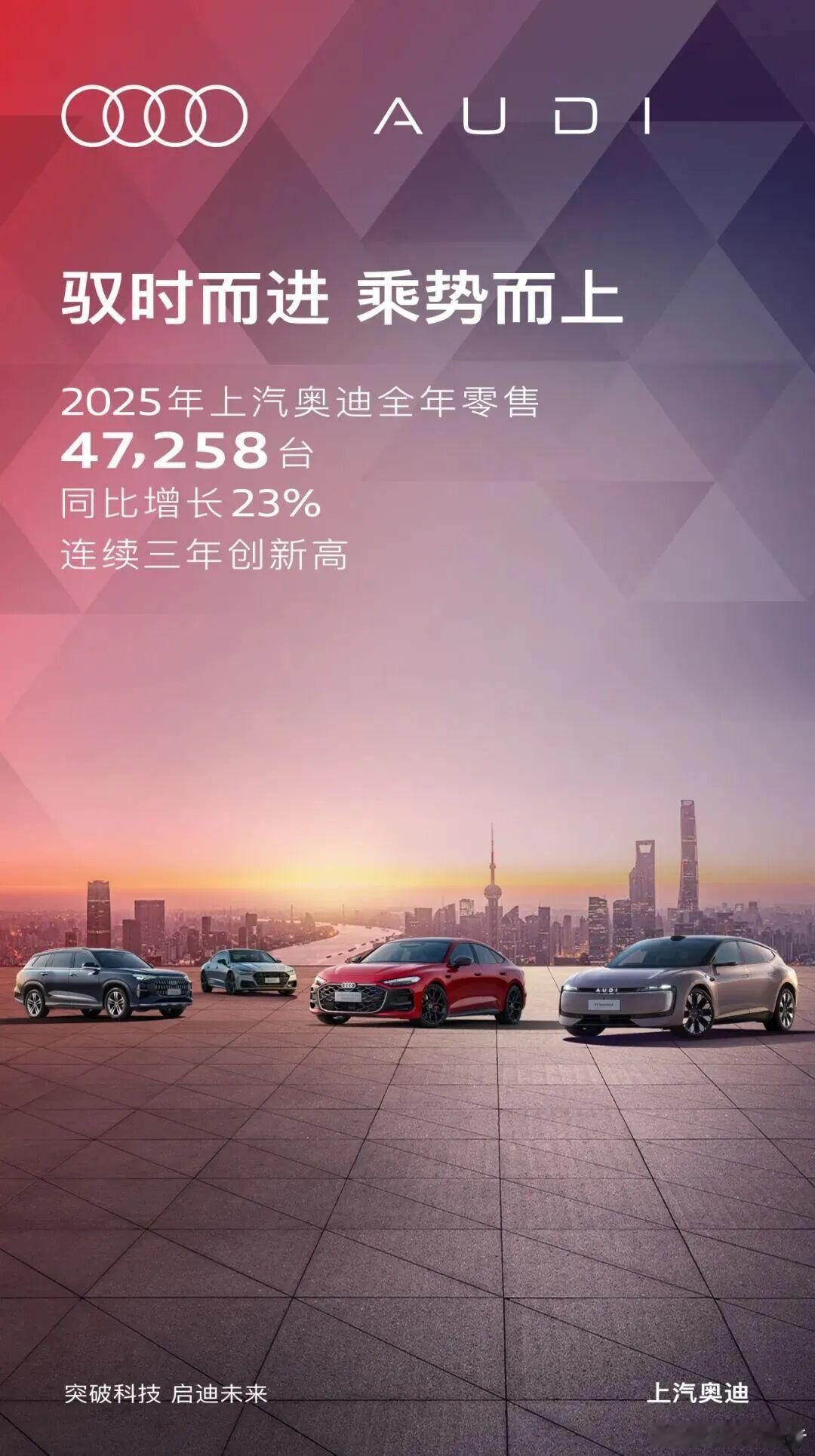 上汽奥迪 2025年零售同比增长23%。 