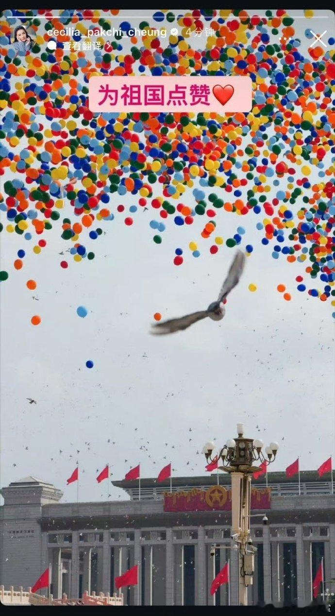 张柏芝内外网同步发为祖国点赞 张柏芝内外网同步发为祖国点赞，这是真的要点赞了！张