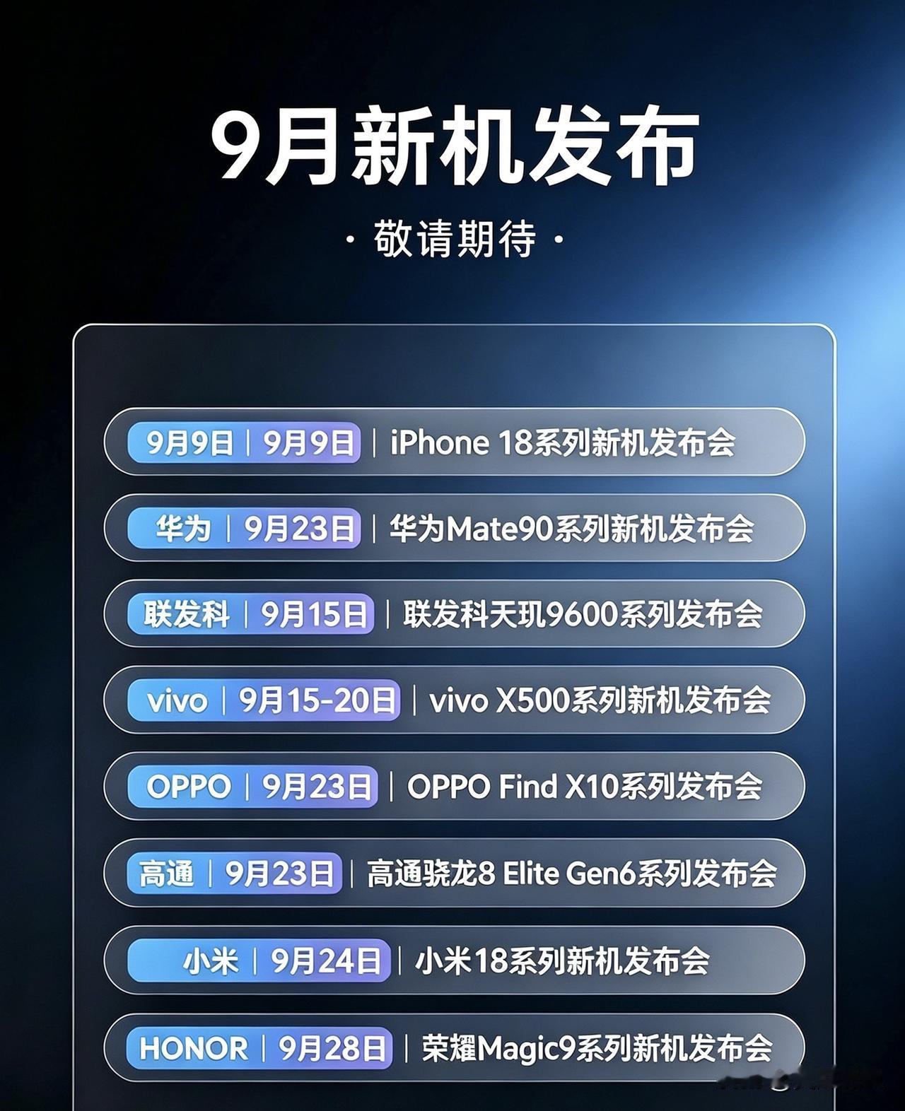 9月是手机发布会扎堆的月份，有期待的吗？