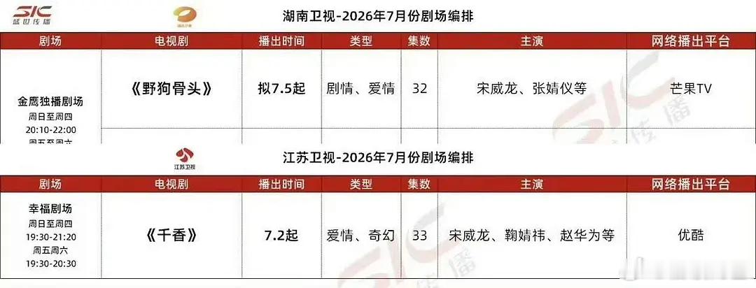 宋威龙两部剧都要上星了
