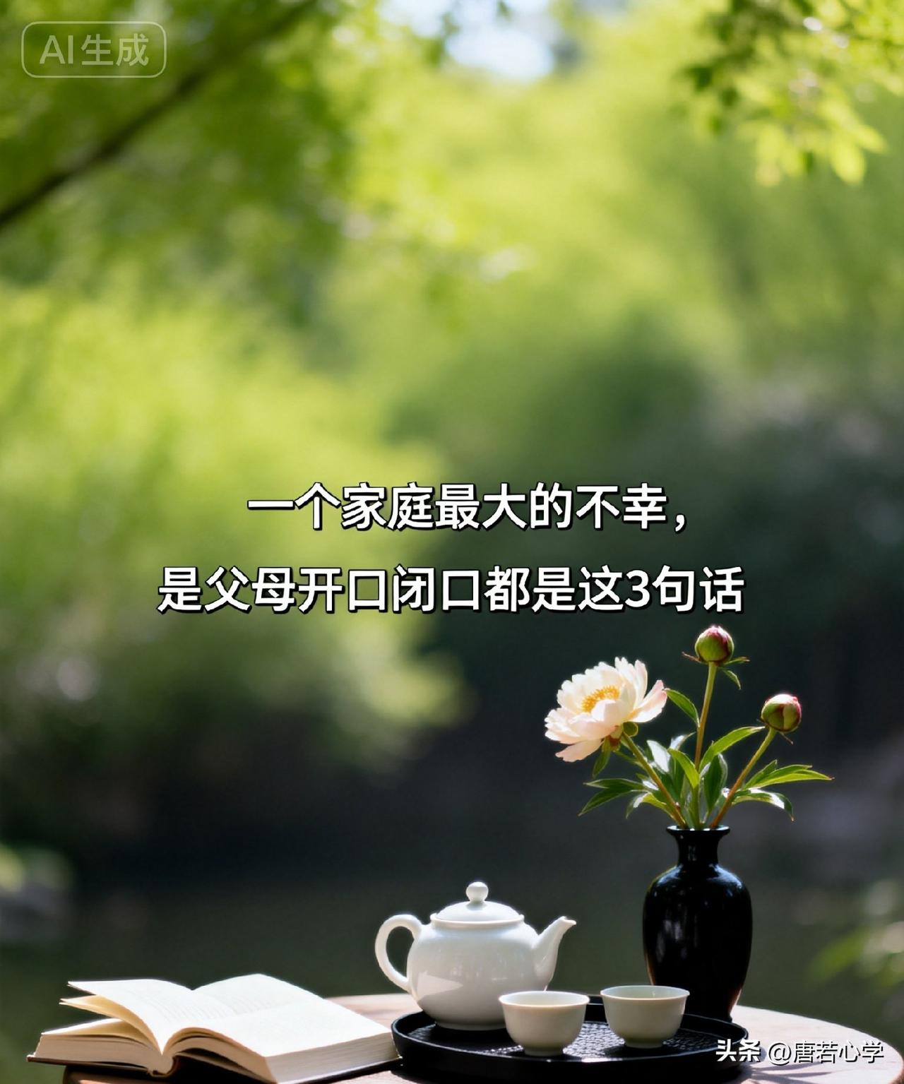一个家庭最大的不幸，是父母开口闭口都是这3句话。

《颜氏家训》有言：“父子之严