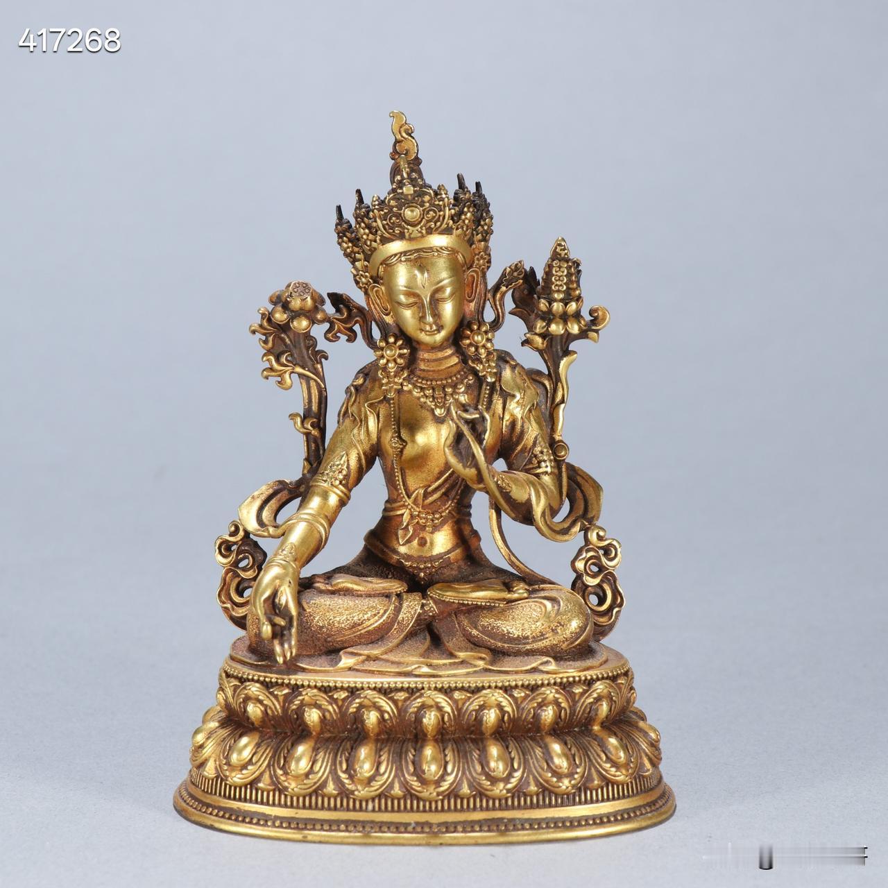 清 铜鎏金度母造像
规格：高11.2cm宽7.9cm