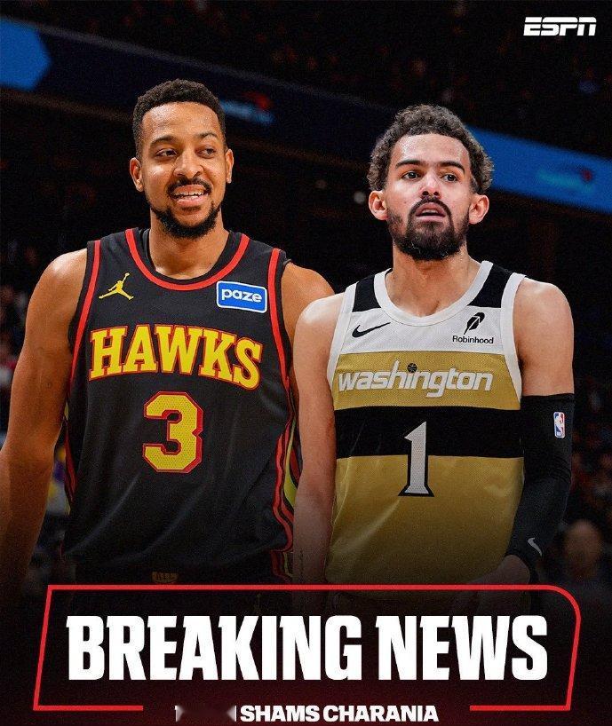 Shams：特雷杨被交易至奇才！

老鹰队得到了CJ·麦科勒姆和科里·基斯珀特！