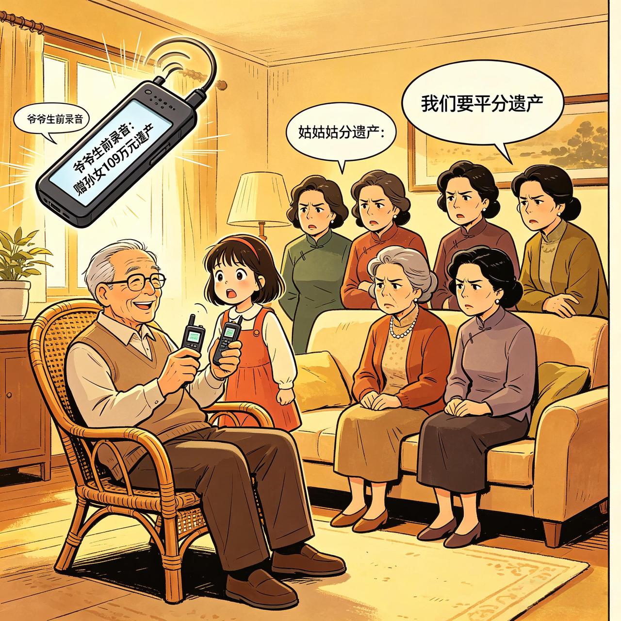 爷爷录音留109万给孙女，6个姑姑不服闹上法院
福建漳平有户人家，老人卖房得10