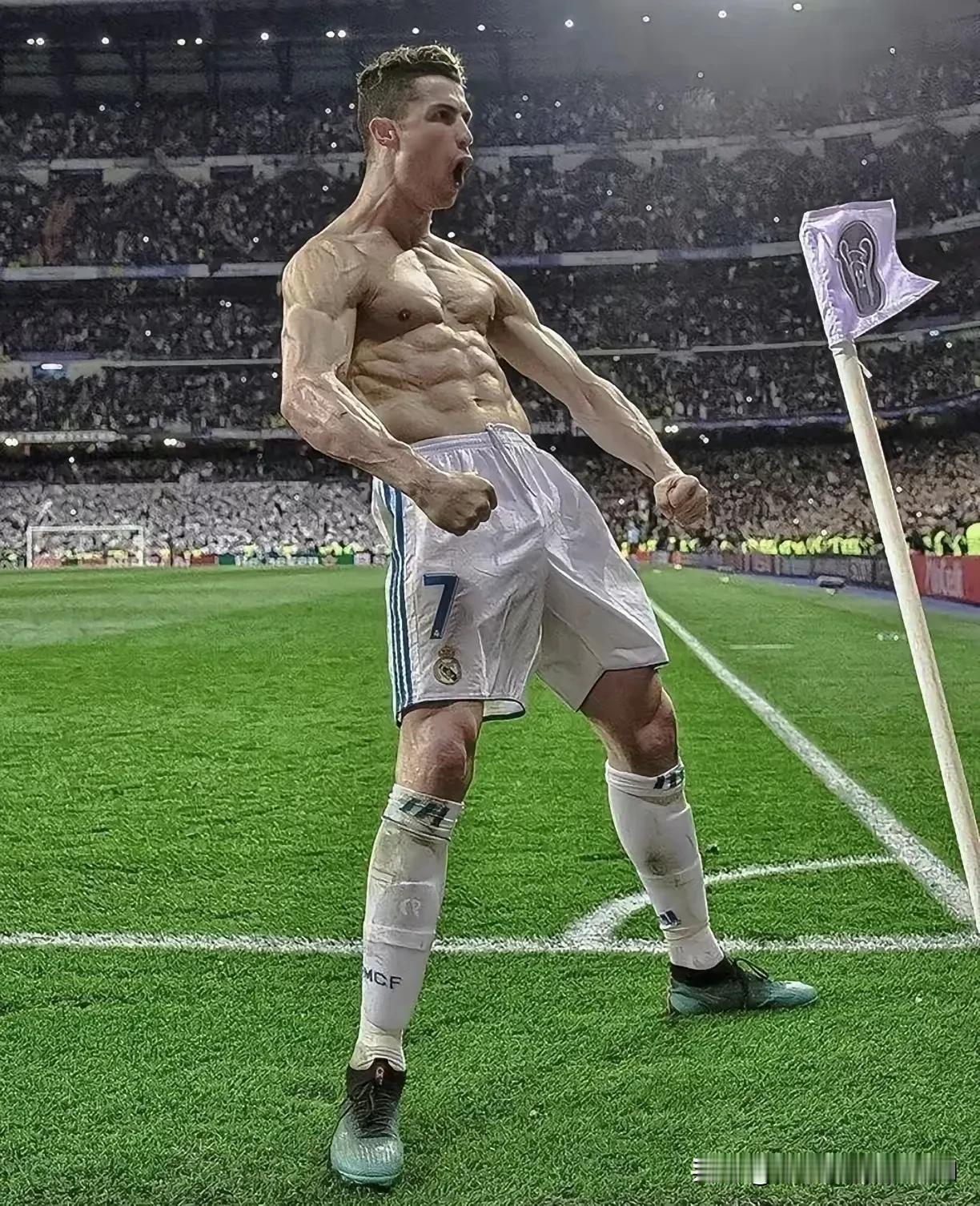 球星C罗常年戴着队长袖标，带领球队大杀四方，41岁还保持着7%体脂。他说：我一滴