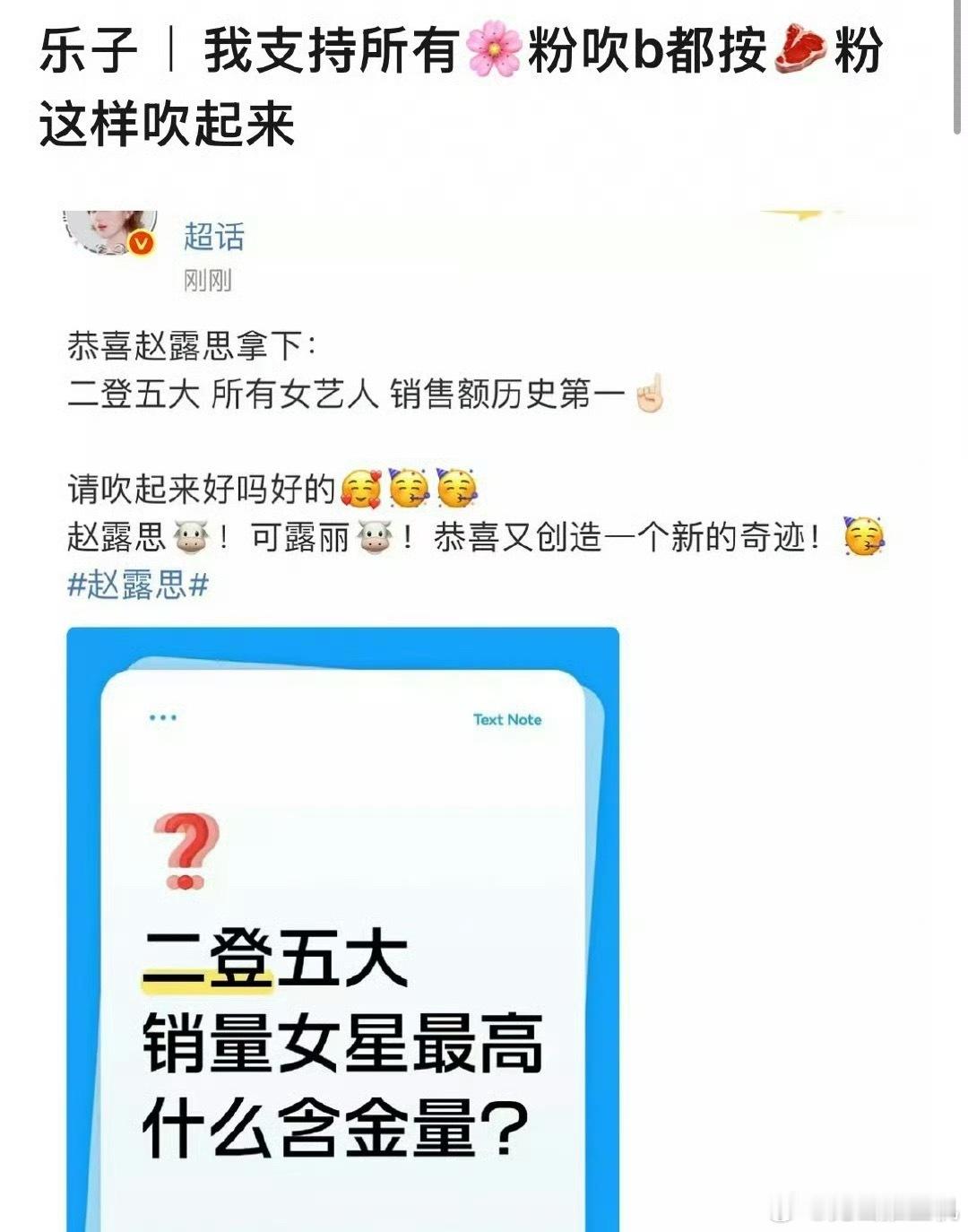 赵露思二登五大销量女星最高[流鼻血][流鼻血] ​​​