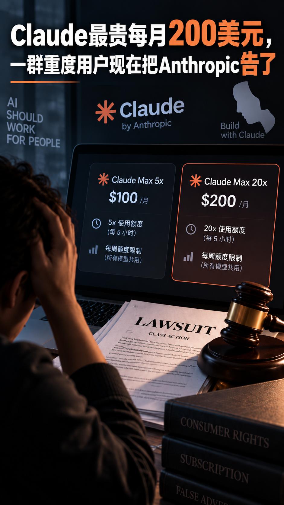 Claude最贵每月200美元，一群重度用户现在把Anthropic告了

Cl